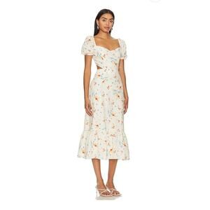 NWOT PAIGE Linh Floral Midi Dress Cream Multi Floral Sz S